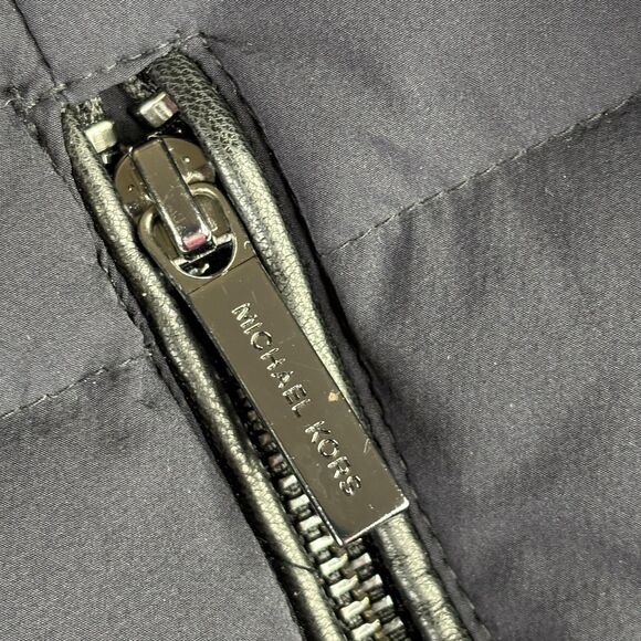 Michael Michael Kors Coat Womens XS Navy Packable Puffer Hooded Long Quilted - Picture 5 of 16